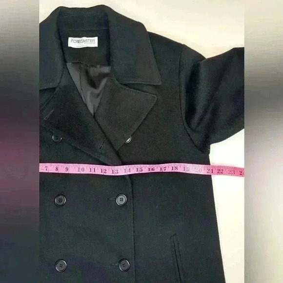 Forecaster Of Boston Women’s Pea Coat Jacket Black Wool Double Breasted Size- 8 - Picture 10 of 12